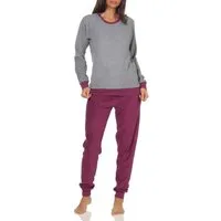 Normann Pyjama Damen langarm Frottee Schlafanzug mit Bündchen