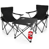 BigDean Campingstuhl 2 Stück Faltstuhl & Campingtisch praktisch & ideal für unterwegs (Set, 3 St), Ideal für Festival, Open-Air, Angeln, Camping
