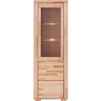 OTTO home Vitrine DENIS75, 5 Fächer, Teilmassiv, 1 Tür mit Glaseinsatz, grifflos B/T/H:65/40/190cm, Einlegeboden teilwese verstellbar, Kernbuche geölt.