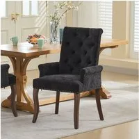 BBWL Sessel Esszimmerstuhl gepolstert mit Armlehnen Massivholzbeine getuftet, Chenille, elegant bequem langlebig stabil