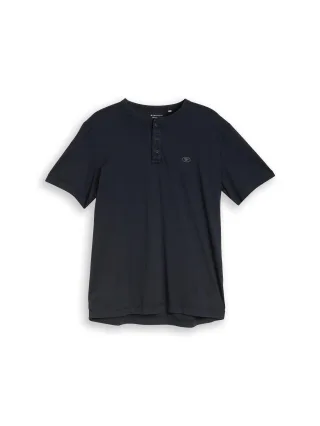Tom Tailor - Henley T-Shirt mit Logo-Print navy tonal stripe - Gr. - M