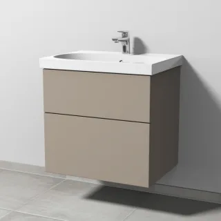 Sanipa 3way Waschtischunterbau zu Geberit Acanto Waschtisch mit 2 Auszügen, Sandgrau-Matt SF41667