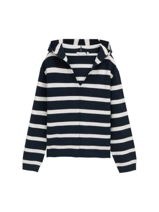 Tom Tailor - Strickpullover mit Kapuze big navy knit stripe - Gr. - XL