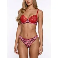 Elegant Love Set: Bügel-BH Dessous-Set – Lingerie-Set aus Spitze, Reizwäsche mit Leo-Detail (Set, 2-tlg., mit Slip) Sexy BH-Set mit Leopardenmuster – Unterwäsche für besondere Anlässe