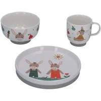 Sterntaler® Kindergeschirr-Set Esel Emmis Garden (3-tlg), Porzellan, Silikon