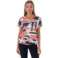 Estefania for woman Kurzarmshirt 194-1652, mit abstraktem Muster und Gummizug am Saum