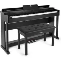 MUSTAR Digitalpiano Professionelles Digitalpiano 88 Tasten mit Hammermechanik, Klavierhocker, 3 Pedalen, USB/MIDI & Dualkontrollsystem