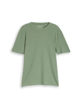 Denim Tom Tailor - T-Shirt mit Waffelstruktur sea spray - Gr. - XL