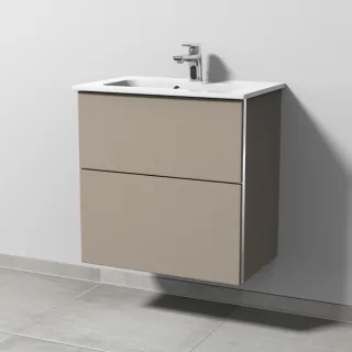 Sanipa 3way Waschtischunterbau zu Duravit ME by Starck Waschtisch mit 2 Auszügen, Sandgrau-Matt BS72267