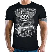 GASOLINE BANDIT® T-Shirt für Hotrod US-Car Muscle-Car Fans: Americas Highway Route 66