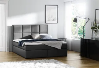 Boxspringbett Bett MEDIANO Kunst.. Anthrazit 140x200cm inkl.Bettkasten