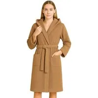 BARBONS Damenbademantel Barbons Bademantel Damen, Morgenmantel Baumwolle mit Kapuze, Kapuze, Bindegürtel, Taschen, Gürtel, Langform, Walkfrottee, Kapuze, Gürtel, 2 Taschen