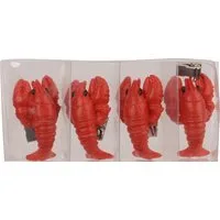 Decoris season decorations Tischtuchklammer, Tischdeckenbeschwerer Hummer 6x3x2cm Keramik 4er Set Rot