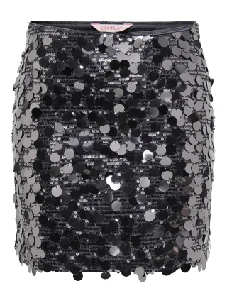 ONLY - ONLJADEL SEQUINS SKIRT WVN Gunmetal - Gr. - S