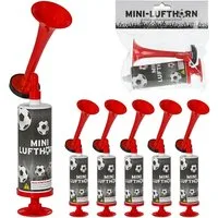 CEPEWA Signalpfeife Mini Lufthorn 6er Set Pumpe Horn Fanfare Luftdruck Fussball WM EM