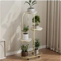 GarveeMore Blumenständer Pflanzenregal Blumentopfhalter Schmiedeeisen Ecke mehrere PflanzerRack, Organizer mit Rädern Pflanzenregale für Zimmer Eckbalkon GartenTerrass
