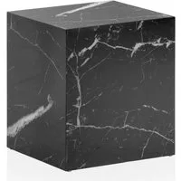 Wohnling Couchtisch WL6.854 MONOBLOC Schwarz Marmor Optik 40cm Wohnzimmertisch Sofatisc (MONOBLOC 40x40x45 cm MDF Hochglanz Marmor Optik), Sofatisch Schwarz, Kaffeetisch Klein Quadratisch