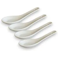 WestCraft Suppenlöffel White and black Series ASIATICA, Porzellan-Löffel-Set Asien / Ramen, 13 cm - Reis-Löffel - Suppen-Löffel, Servier-Löffel - Spoon-Set