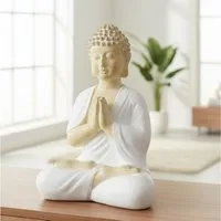 MF Buddhafigur Buddha Skulptur Samudra Weiss Beige 50cm (1 St)
