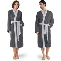 Möve Unisex-Bademantel Superwuschel Kimono mit Blende, Langform, Walkfrottier, Kimono-Kragen, Gürtel, ideal für Sauna & Spa, Hotelbademantel
