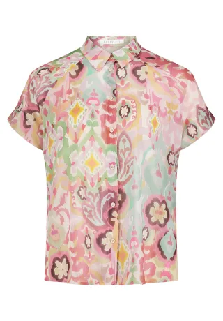 Betty & Co - Kurzarm-Bluse Pink/Green - Gr. - 38