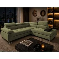 Goldstoff Ecksofa mit Schlaffunktion, Cord Couch für Wohnzimmer - Cord Ecksofa, Cord Sofa VOYAGE 2 Teile, Großer Bettkasten