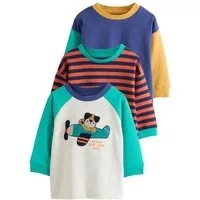 Next Langarmshirt Langarmshirts mit Applikation, 3er-Pack (3-tlg)