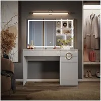 Vicco Schminktisch Adela, Weiß Hochglanz, 115 cm mit LED-Spiegel (2-St)