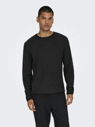 ONLY&SONS - ONSERIC REG 12 STRUC CREW KNIT NOOS Black - Gr. - L
