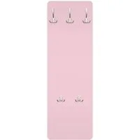 Bilderdepot24 Garderobenpaneel Design Unifarben Rosé (ausgefallenes Flur Wandpaneel mit Garderobenhaken Kleiderhaken hängend), moderne Wandgarderobe - Flurgarderobe im schmalen Hakenpaneel Design
