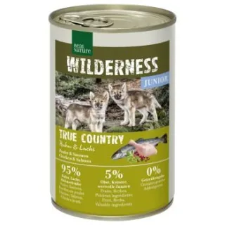 REAL NATURE WILDERNESS Nassfutter Hund, Junior, Huhn mit Lachs 12x400 g