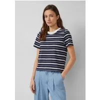 s.Oliver Kurzarmshirt T-Shirt Verkürztes Jersey-T-Shirt mit Streifen