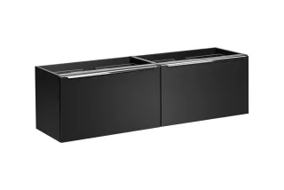 Waschtischunterschrank 4-tlg AKAN 160cm Schwarz matt Eiche inkl. Waschtisch
