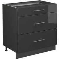 Vicco Unterschrank Fame-Line, Anthrazit Hochglanz/Anthrazit, 80 cm mit 3 Schubladen, o... (1-St)