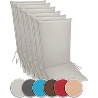 sunnypillow Liegenauflage Polsterauflagen Gartenstuhlauflage 120 x 50 extra Dicke 9cm, 6er Set Grau