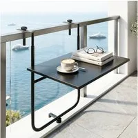 Outsunny Balkonhängetisch 3-fach höhenverstellbarer Balkontisch zum Einhängen (Terrassentisch, 1-St., Hängetisch), für Garten, Metall, 62 x 60 x 85,5 cm, Schwarz