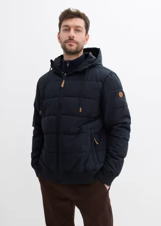 bonprix Wattierte Steppjacke, schwarz, Gr.54, Kernige Steppjacke in Blousonform mit Kapuze, 100% Baumwolle