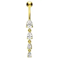 PIERCINGLINE Bauchnabelpiercing Chirurgenstahl Bananabell 4 KRISTALLTROPFEN (Bananabells, 1-tlg)