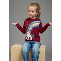 KIDSWORLD Langarmshirt EINHORN Regenbogen Langarm, Basic-Passform, bedruckt, aus Baumwolle