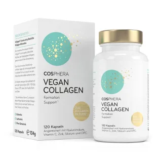 Cosphera Vegan Collagen Formation Support | 120 Kapseln | mit allen Aminosäuren zur Bildung von Kollagen | vegan