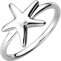 Schmuck Krone Silberring Ring Seestern aus 925 Silber mit Zirkonia, Silber 925