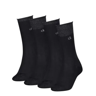 Calvin Klein Socken "CK WOMEN SOCK 4P HOLIDAY PACK LUREX" 4er Pack, 4 Stk. tlg. Glitzerfäden, Logostickerei, kleiner Rollrand