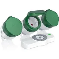 BEARWARE Funksteckdose, max. 3680 W, 3-St., 3x Outdoor Steckdosen Set + Fernbedienung, für Außenbereich max. 25m