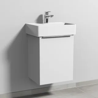 Sanipa 3way Waschtischunterbau zu Duravit Dura Square Waschtisch mit 1 Tür, Weiß-Soft UM42543