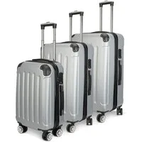 zebery Kofferset Trolleyset Reisekoffer ABS Hartschalenkoffer mit Zahlenschloss, Hartschalen Rollkoffer,3 tlg,4 Rollen,ABS-Material, grau-A