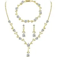 LuxusKollektion Schmuckset Schmuckset Silber 925 Kette Ohrringe Armband Zirkonia Braut Gold
