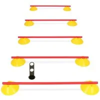 SPORTIKEL24 Agility-Hürde Cavaletti Mini-Hürden 5er Set mit Gelben Markiermulden Stange 100 cm, Kunststoff
