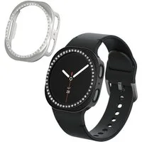 kwmobile Smartwatch-Hülle 2x Kunststoff Hülle für Samsung Galaxy Watch 8 (40mm), Schutzrahmen - Glitzer Schutzhülle in Schwarz Silber