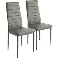 JEOBEST Esszimmerstuhl (2er-Set), Eleganter Stuhl mit hoher Rückenlehne, Kunstleder-Bezug, Polsterstuhl mit Metallbeinen
