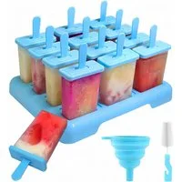 FOUORTUNATE-BEE Eisform 12er-Set Eis am Stiel Formen, Wiederverwendbare Eisformen mit Bürste und Silikontrichter